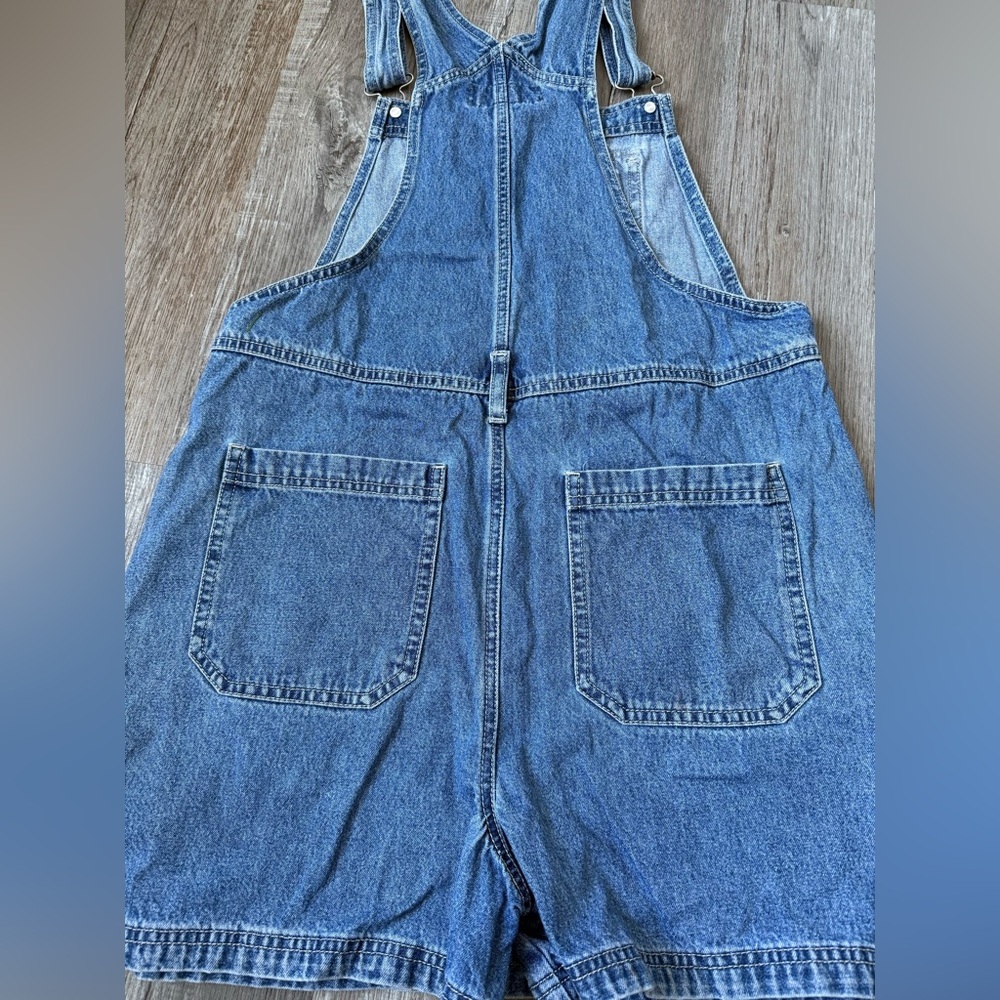 VTG Route 66 Denim Overall Skirt Shortalls Jumper Cotton Blue Vintage Size S M - Picture 7 of 9
